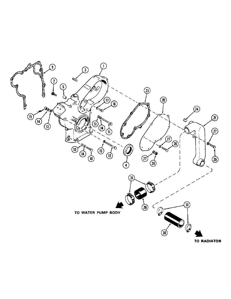 Схема запчастей Case 580 - (005A) - TIMING GEAR COVER, (188) DIESEL ENGINE, 2 PIECE COVER (10) - ENGINE