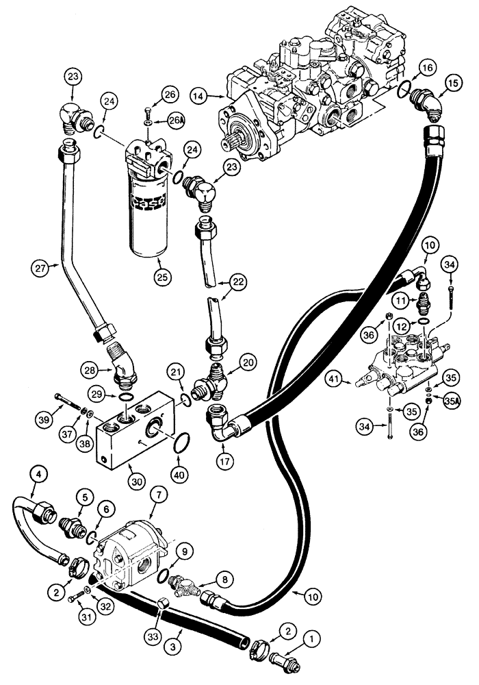 Схема запчастей Case 1835C - (8-38) - LOADER AND HYDROSTATIC DRIVE HYDRAULIC CIRCUIT (08) - HYDRAULICS