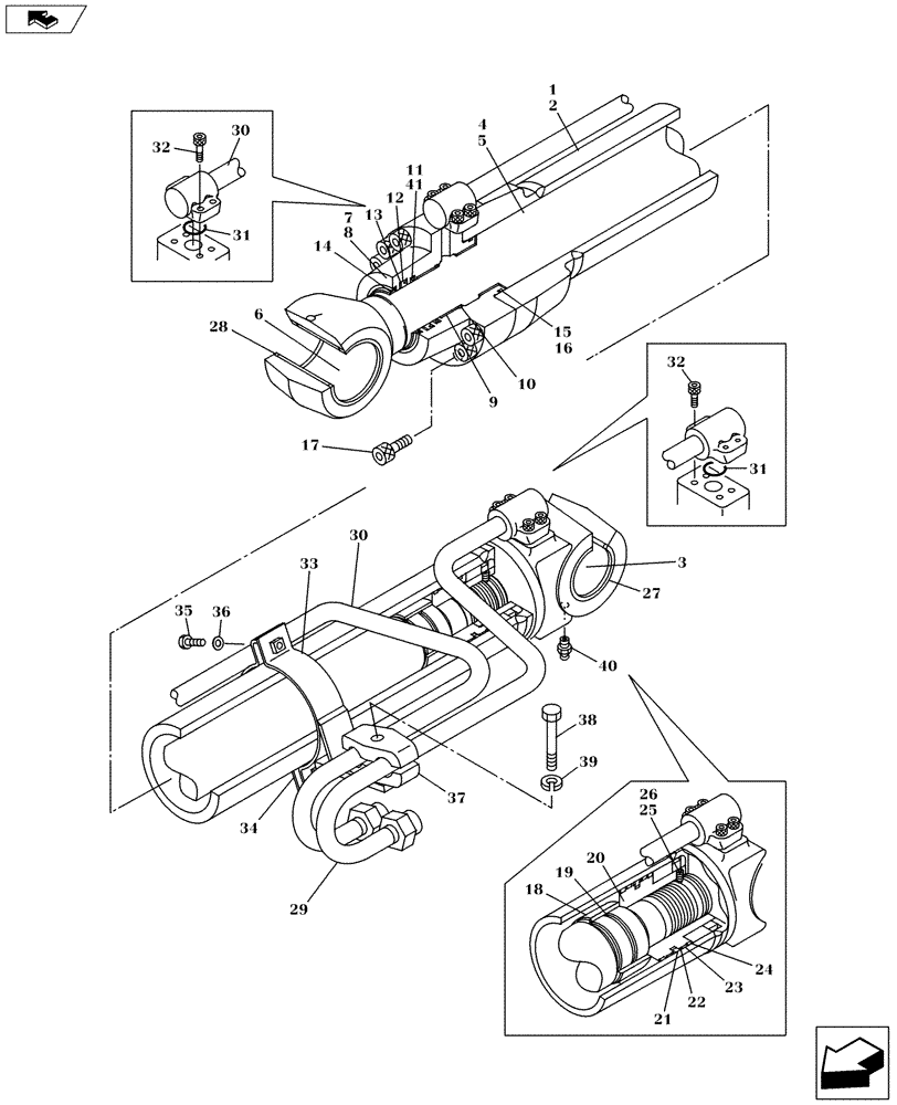 Схема запчастей Case CX235C SR - (35.736.08) - BOOM CYLINDER - RIGHT (35) - HYDRAULIC SYSTEMS