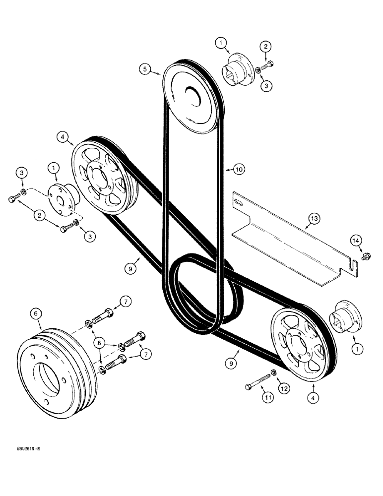 Схема запчастей Case 1818 - (6-20) - SHEAVES AND DRIVE BELTS, DIESEL MODELS (06) - POWER TRAIN