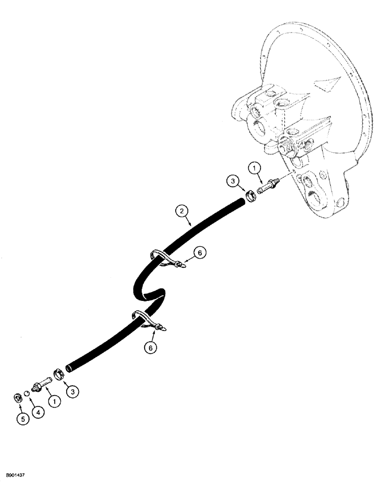 Схема запчастей Case 580SK - (6-10) - PTO TORQUE CONVERTER DRAIN LINE (06) - POWER TRAIN