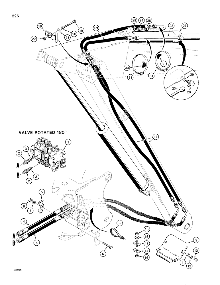 Схема запчастей Case 680H - (226) - BACKHOE BUCKET CYLINDER HYDRAULIC CIRCUIT (08) - HYDRAULICS