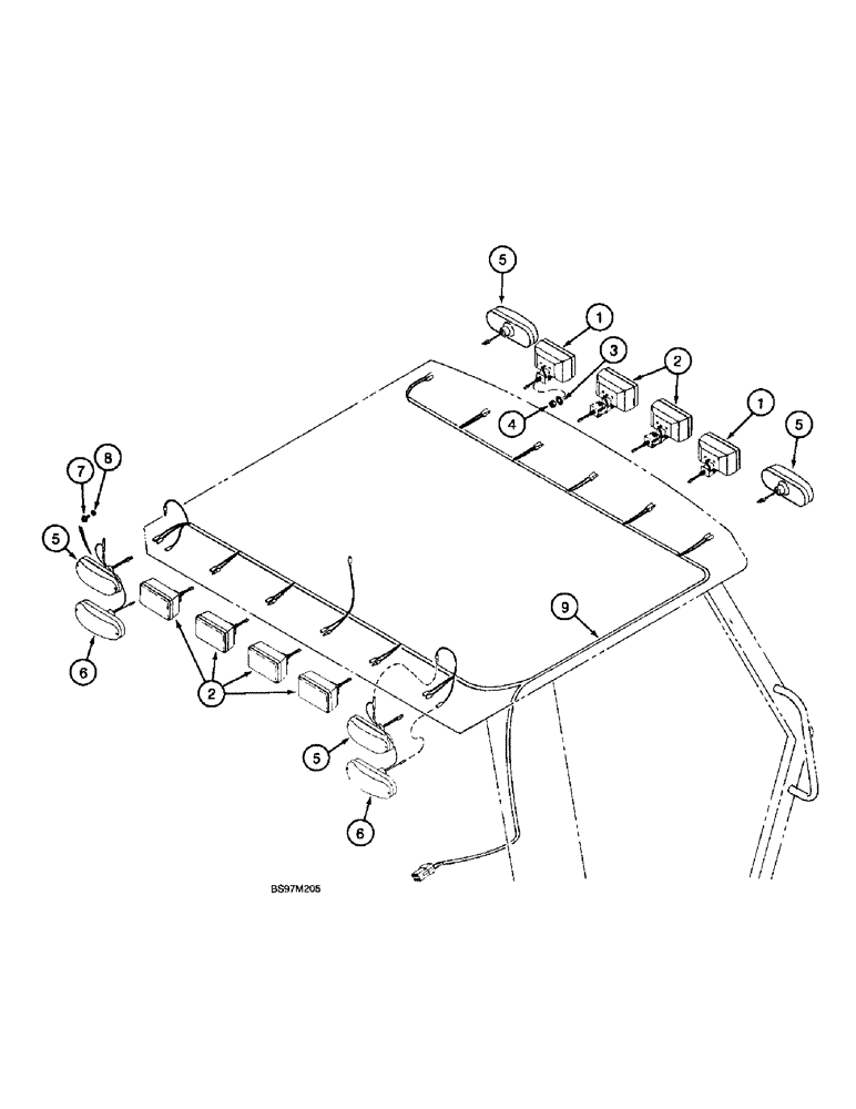 Схема запчастей Case 580L - (4-28) - TRACTOR LAMP ELECTRICAL CIRCUIT, 580L OR 570LXT STANDARD ROPS CANOPY MODELS (04) - ELECTRICAL SYSTEMS