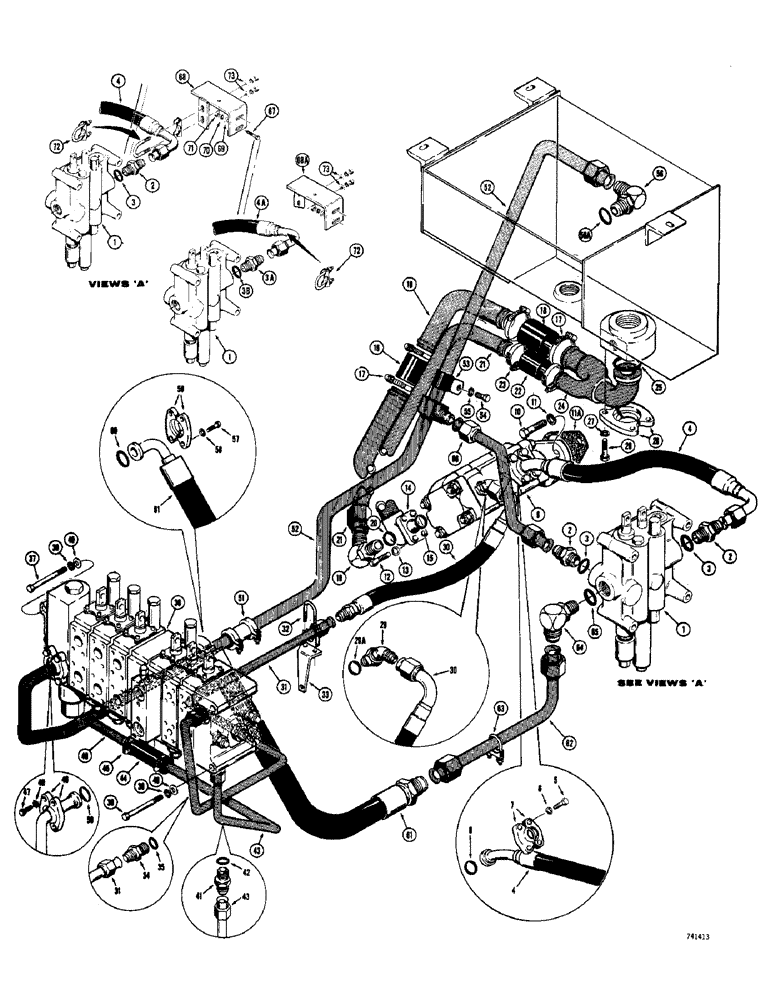 Схема запчастей Case 780 - (274) - EQUIPMENT HYDRAULIC CIRCUIT, W/ INTERNAL HYD. FILTER B4 TRAC SN 5500550 (08) - HYDRAULICS