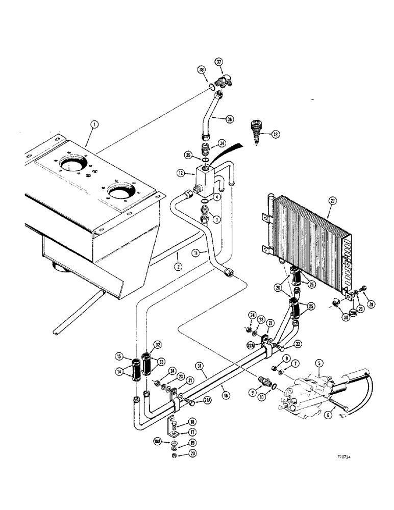 Схема запчастей Case 680CK - (196) - EQUIPMENT HYDRAULICS, OIL COOLER AND RETURN LINE HYDRAULICS (35) - HYDRAULIC SYSTEMS