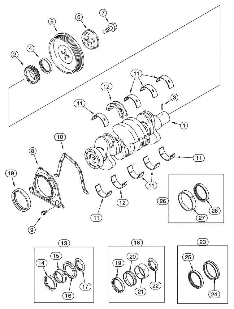 Схема запчастей Case 95XT - (02-29) - CRANKSHAFT, 4T-390 ENGINE (NORTH AMERICA -JAF0237963 / EUROPE) (02) - ENGINE