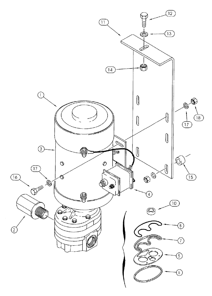 Схема запчастей Case 921B - (5-018) - AUXILIARY STEERING PUMP AND MOTOR (05) - STEERING