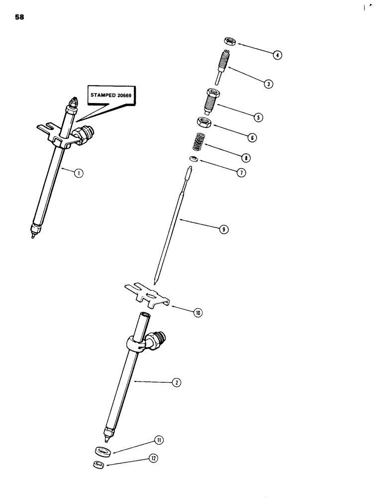 Схема запчастей Case 680G - (058) - FUEL INJECTOR NOZZLE (03) - FUEL SYSTEM