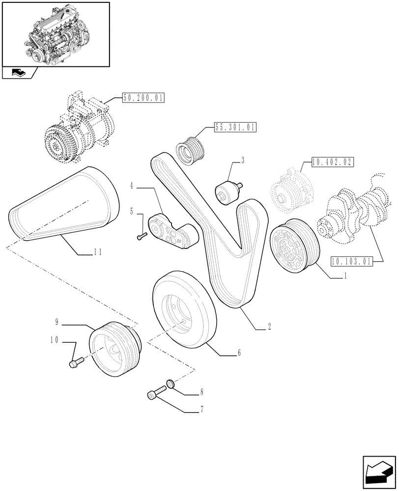 Схема запчастей Case F2CE9684U E151 - (10.103.04) - PULLEY - CRANHSHAFT (504036951 - 504045090 - 504231372 - 504170589) (01) - ENGINE