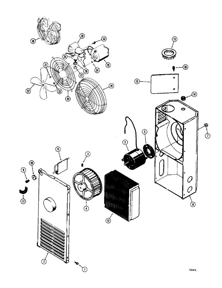 Схема запчастей Case 780 - (590) - L16339 CAB HEATER, L48971 DEFROSTER FAN (09) - CHASSIS/ATTACHMENTS