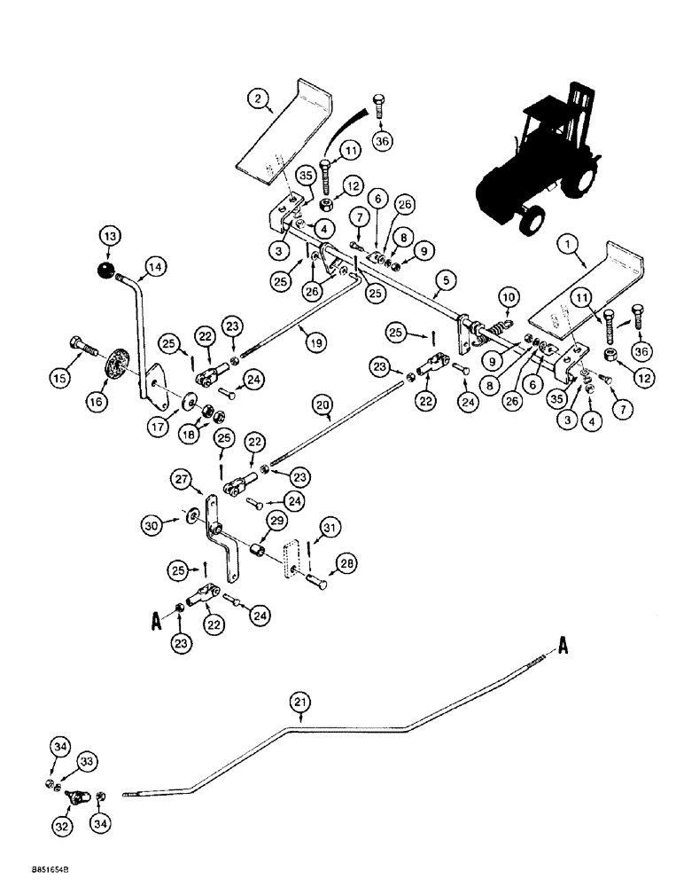 Схема запчастей Case 586E - (3-02) - THROTTLE CONTROL LINKAGE, PRIOR TO P.I.N. JJG0251722 (03) - FUEL SYSTEM