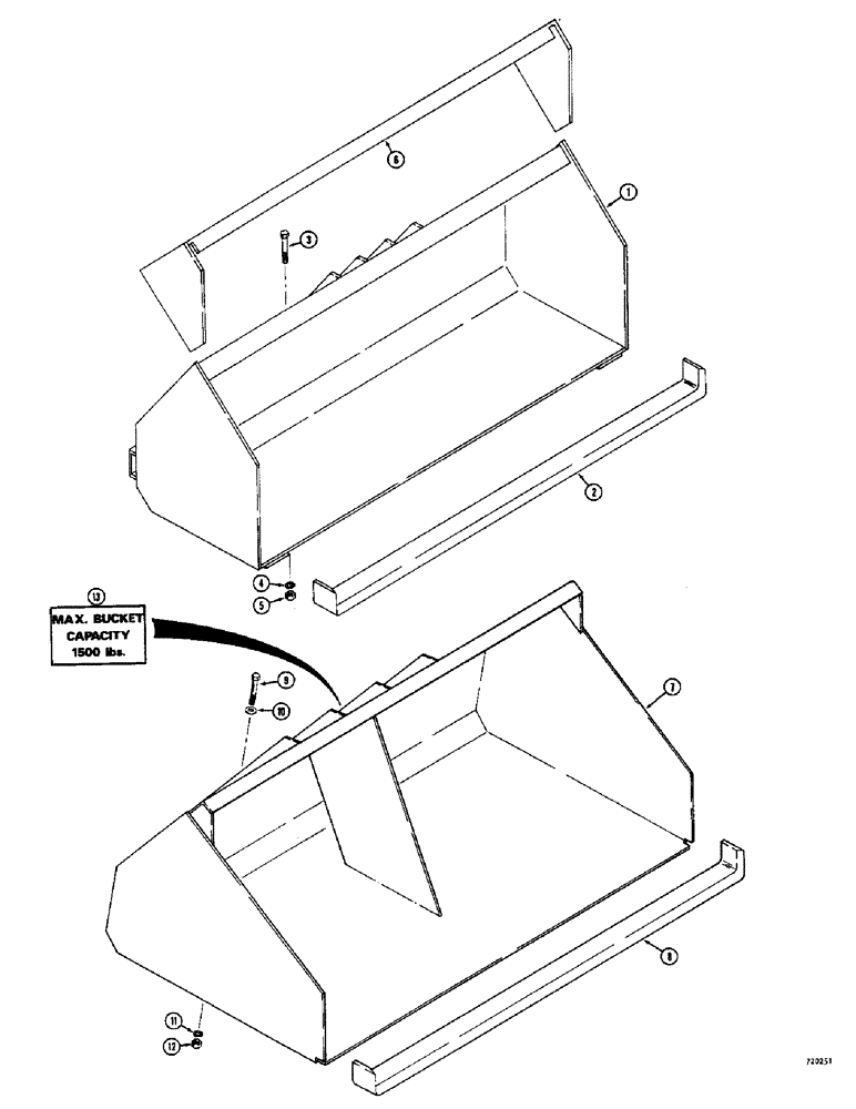 Схема запчастей Case 1530 - (091A) - LOADER BUCKETS, FERTILIZER BUCKETS (09) - CHASSIS/ATTACHMENTS