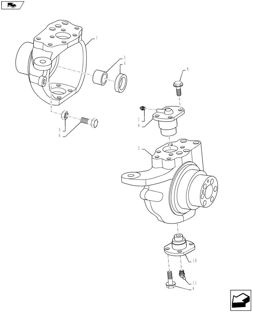 Схема запчастей Case 586H - (27.450.01) - STEERING AXLE, SWIVEL HOUSING, 4WD (27) - REAR AXLE SYSTEM