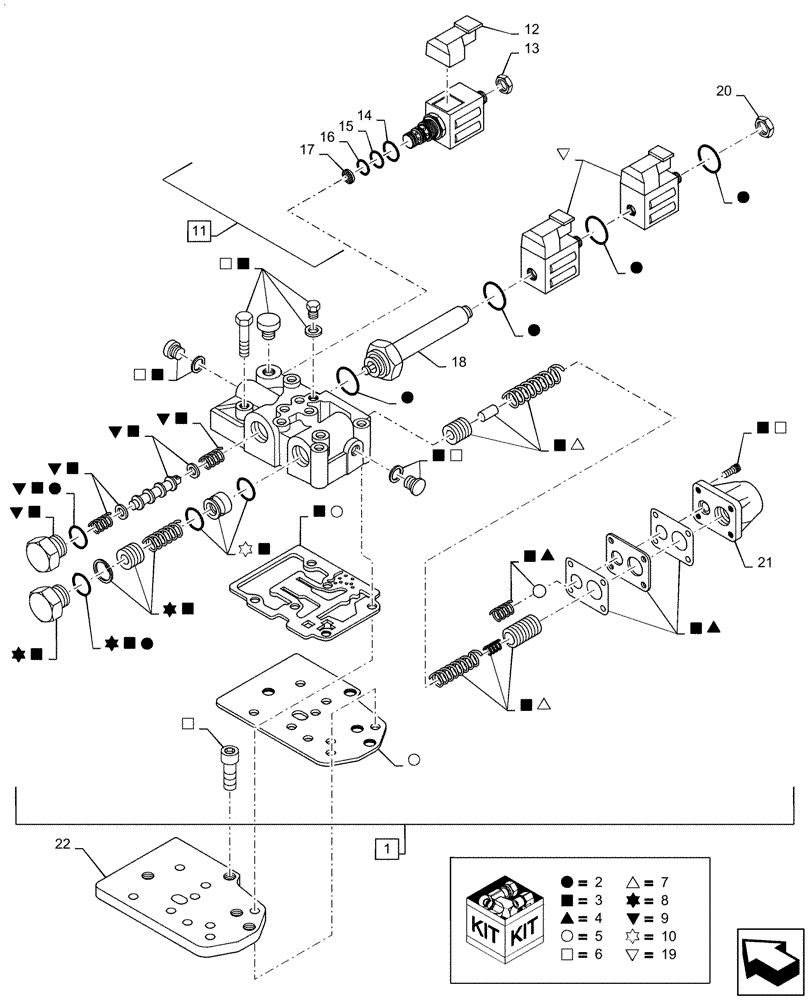 Схема запчастей Case 590SN - (21.134.03) - VAR - 423058 - STANDARD TRANSMISSION ASSY - VALVE, CONTROL (21) - TRANSMISSION