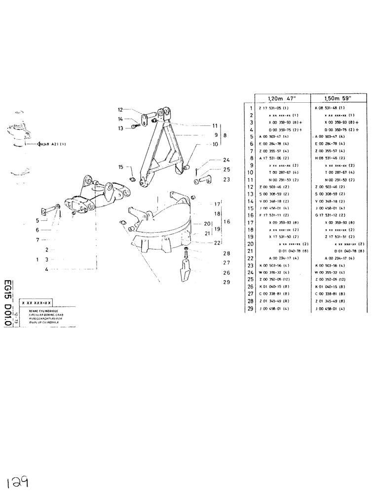 Схема запчастей Case SC150L - (129) - CIRCULAR BORING GRAB, 1.20M 47" 