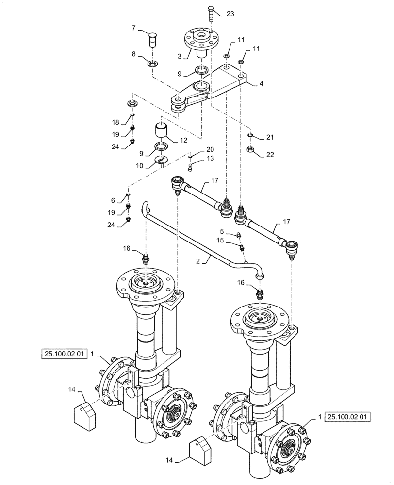 Схема запчастей Case PT240 - (25.100.01[01]) - FRONT AXLE - BSN NCNTN2445 (44) - WHEELS