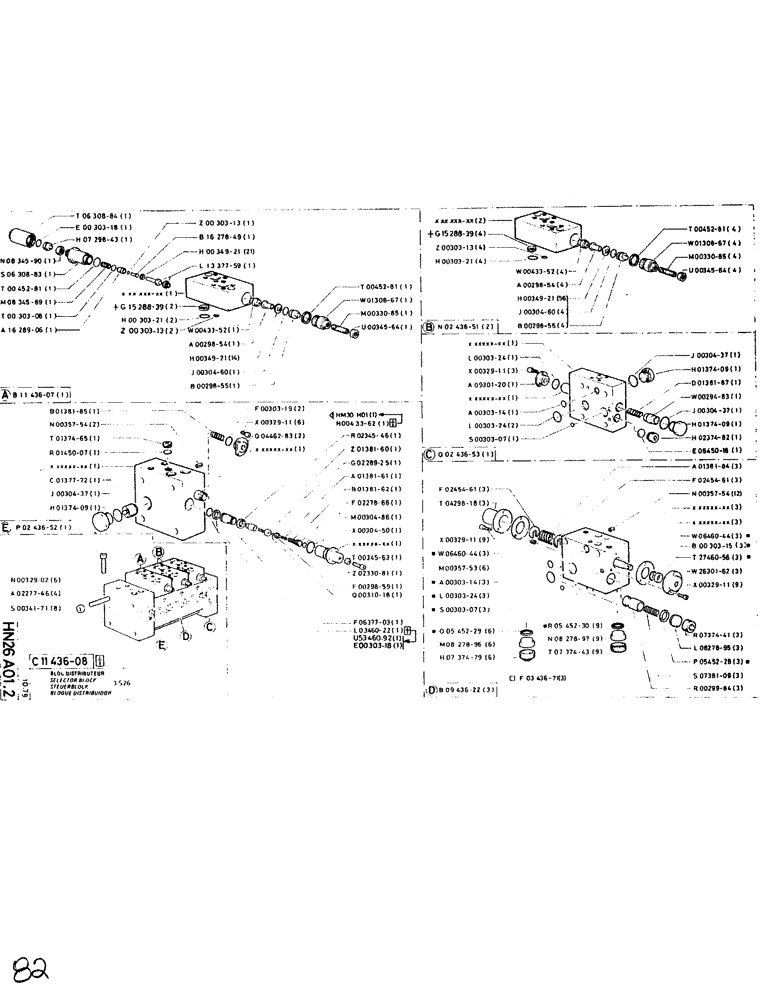 Схема запчастей Case SC150K - (082) - SELECTOR BLOCK 