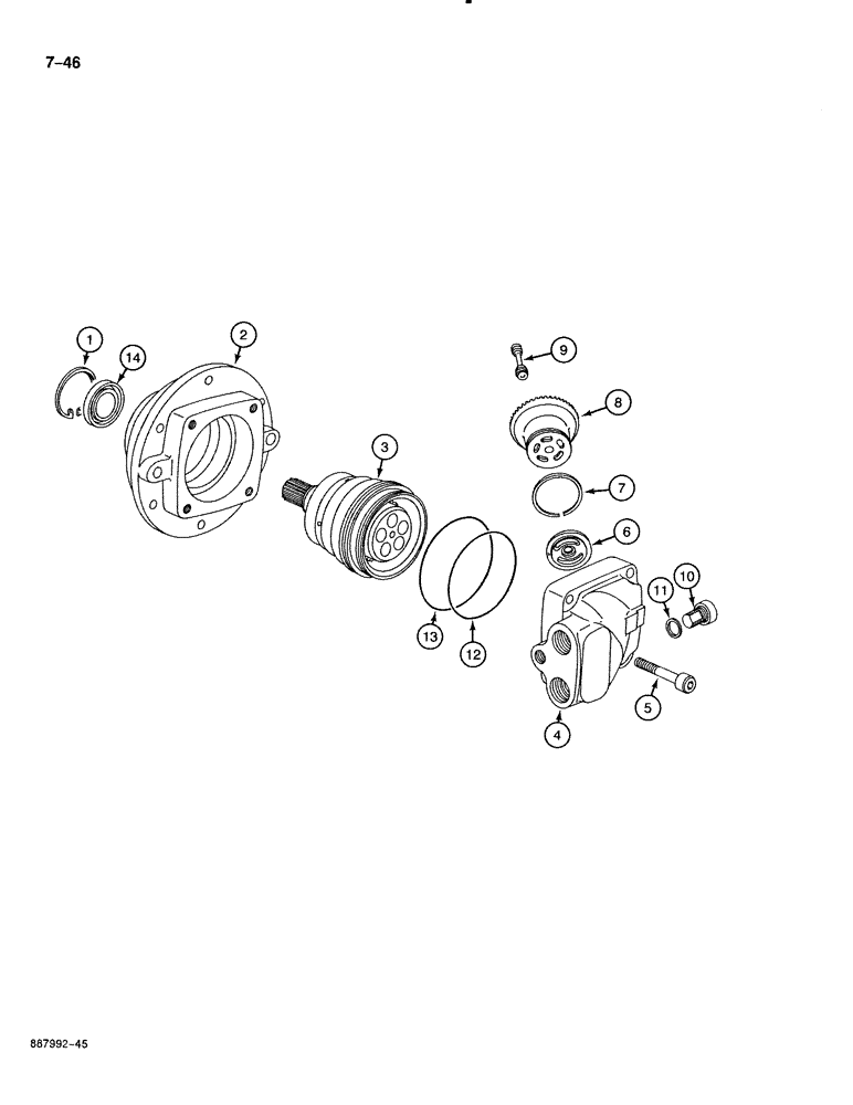 Схема запчастей Case 888 - (7-046) - TRACK DRIVE MOTOR (07) - BRAKES