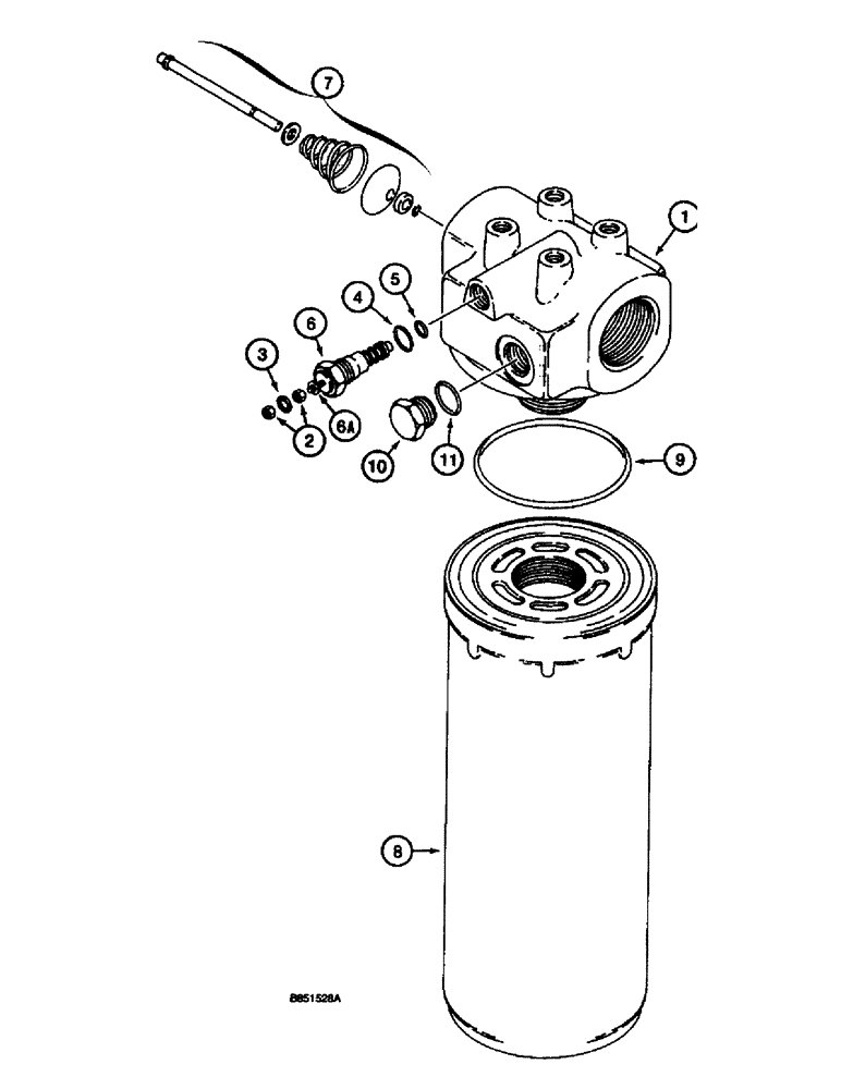 Схема запчастей Case 660 - (8-062) - HYDRAULIC OIL RETURN AND CHARGE FILTER - D125507 (08) - HYDRAULICS