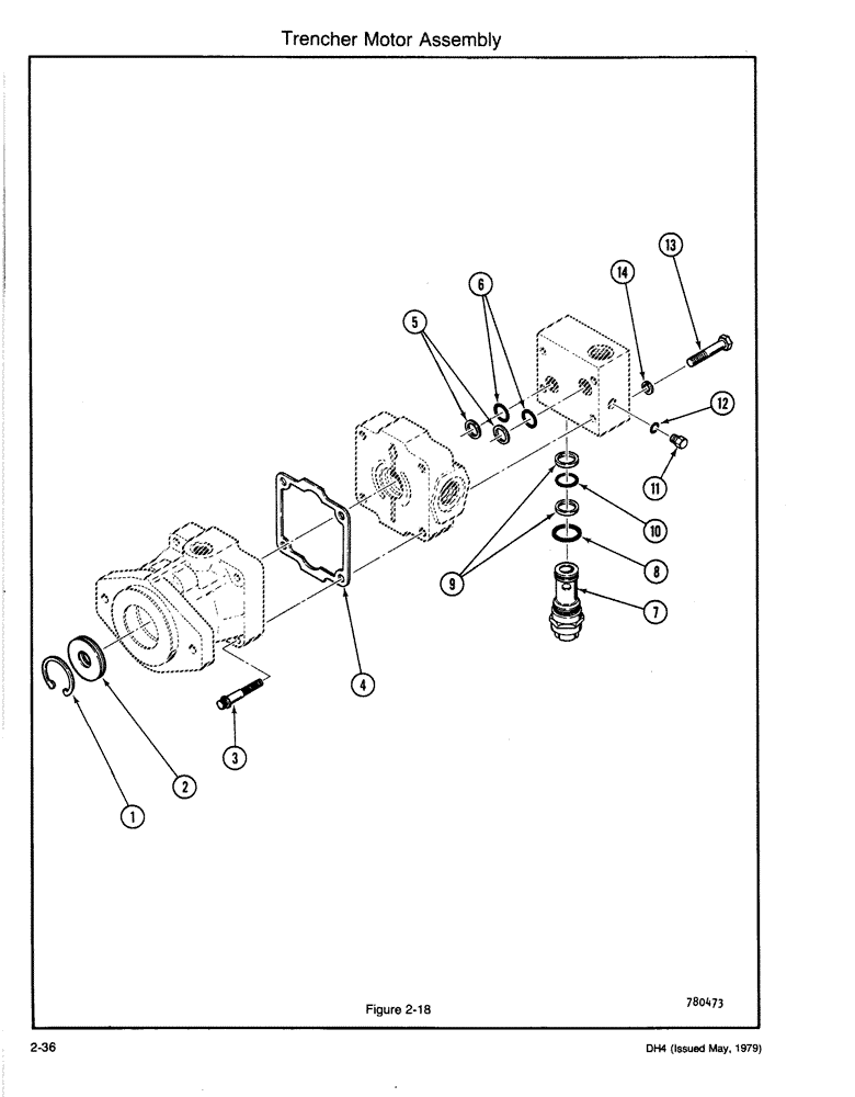 Схема запчастей Case DH4 - (2-36) - TRENCHER MOTOR ASSEMBLY (89) - TOOLS