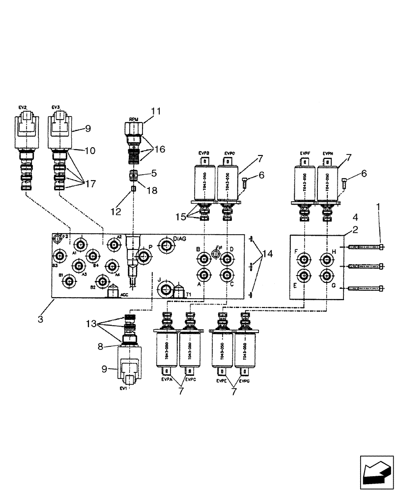 Схема запчастей Case 580SM - (35.150.14[03]) - VALVE ASSY, PRESSURE REDUCING (4 SPOOL) (WITH PILOT CONTROLS) (35) - HYDRAULIC SYSTEMS