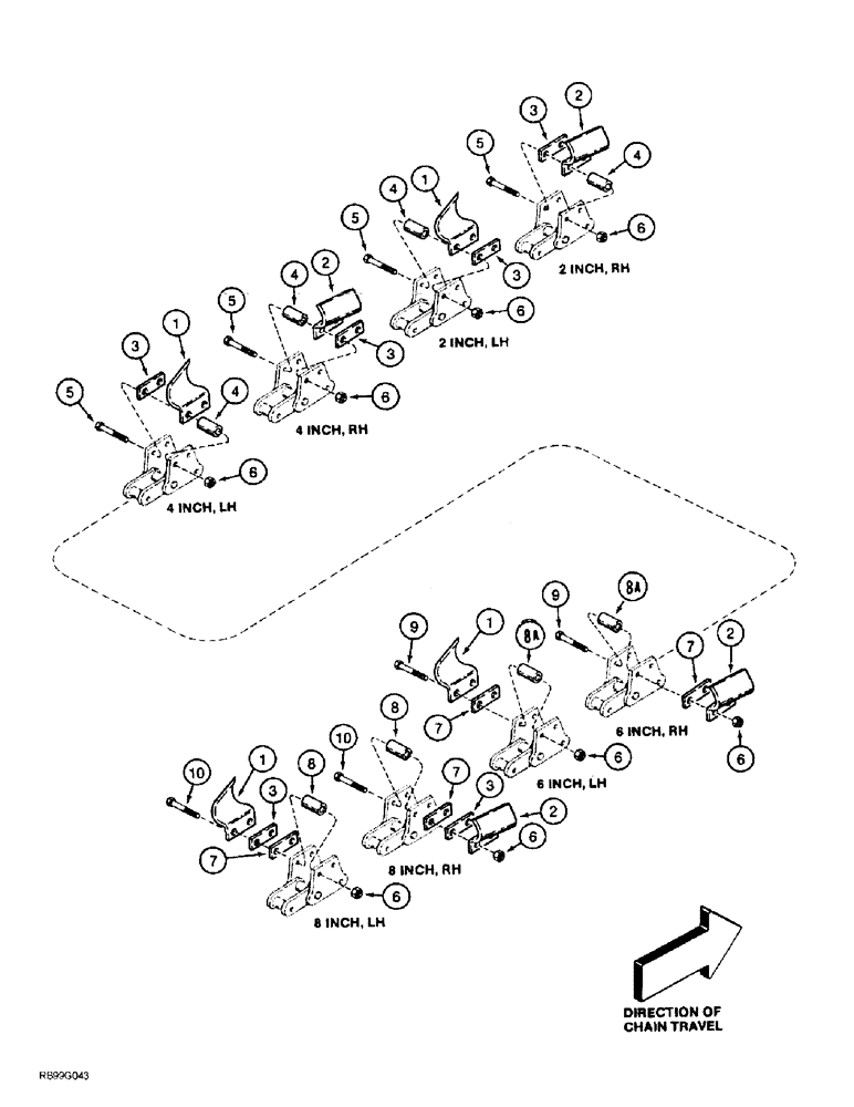 Схема запчастей Case 860 - (9-072) - STANDARD DIGGING TEETH (09) - CHASSIS/ATTACHMENTS