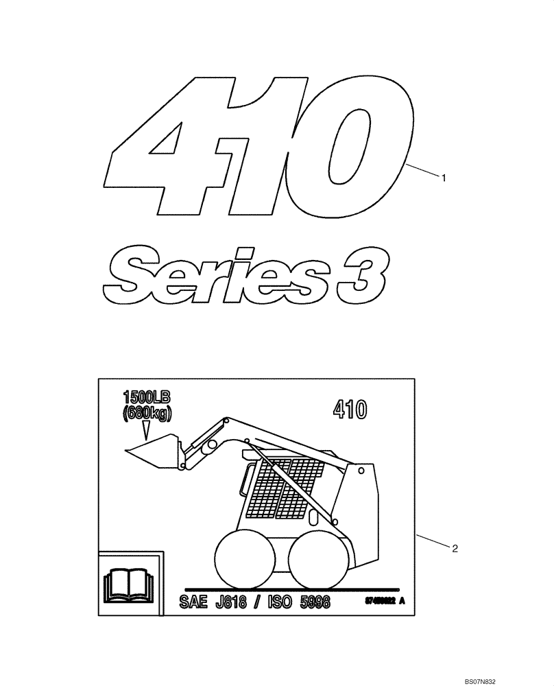 Схема запчастей Case 410 - (09-66) - DECALS (09) - CHASSIS