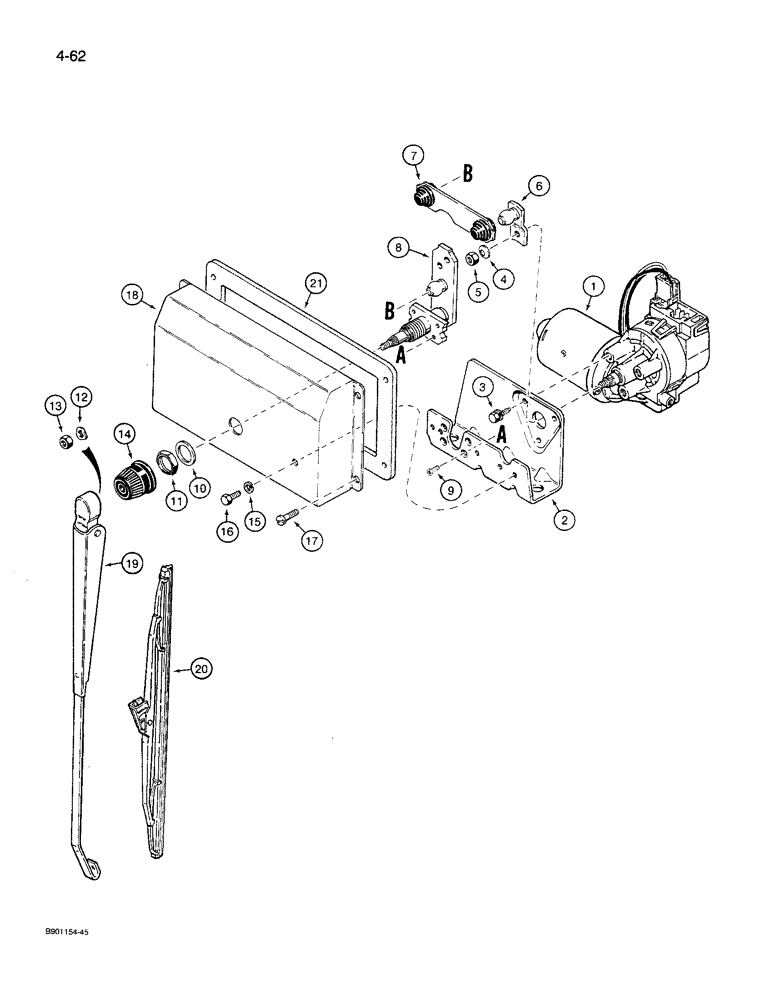 Схема запчастей Case 621 - (4-62) - REAR WIPER (04) - ELECTRICAL SYSTEMS