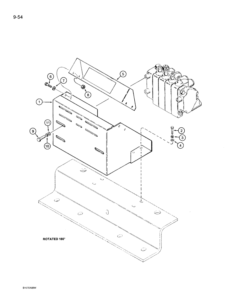 Схема запчастей Case 360 - (9-054) - BACKHOE CONTROL CONSOLE - MODELS WITH DUAL LEVER CONTROLS, PRIOR TO P.I.N. JAF0091962 (09) - CHASSIS/ATTACHMENTS