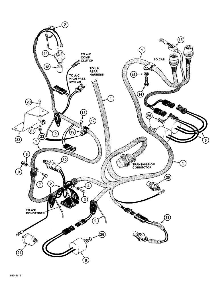 Схема запчастей Case 721B - (4-30) - REAR HARNESS, ENGINE RIGHT-HAND SIDE, PRIOR TO P.I.N JEE0052701 (04) - ELECTRICAL SYSTEMS