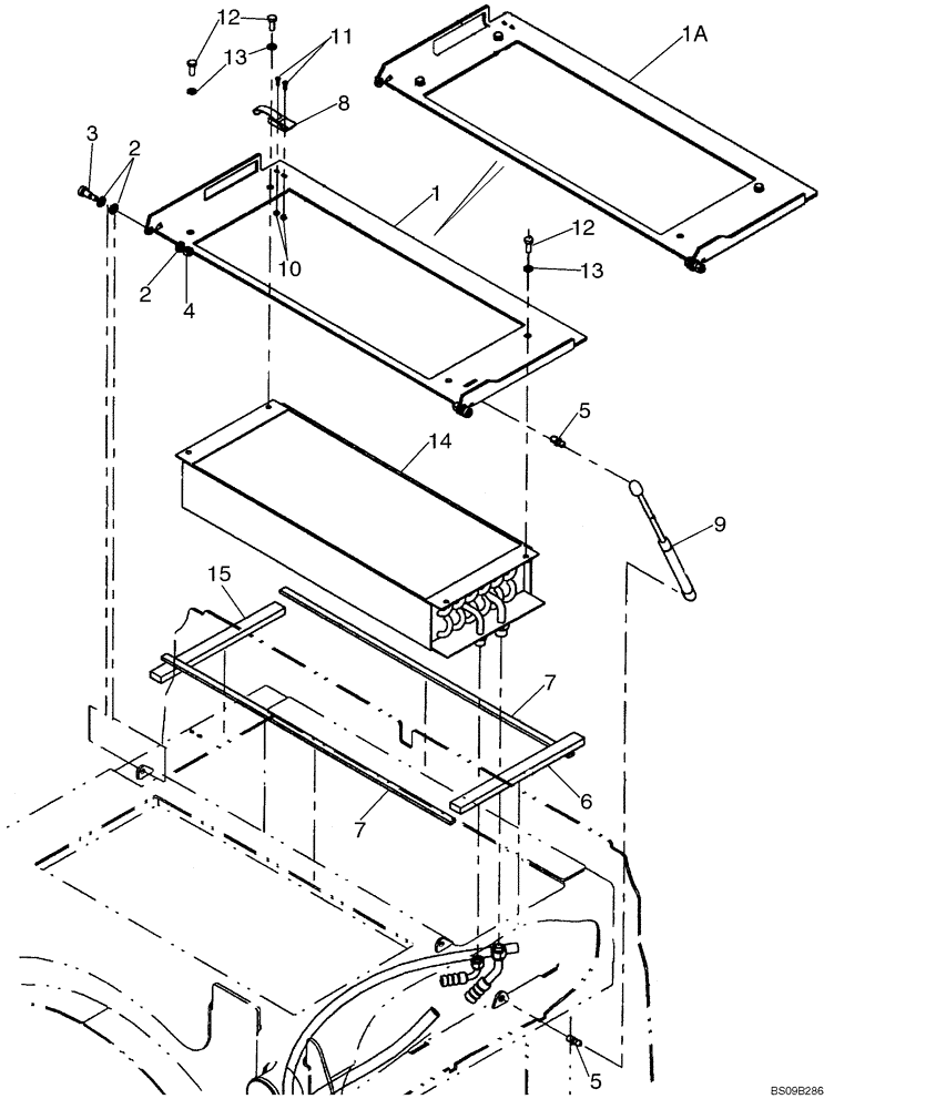 Схема запчастей Case 821E - (09-76) - AIR CONDITIONING - CONDENSER (09) - CHASSIS