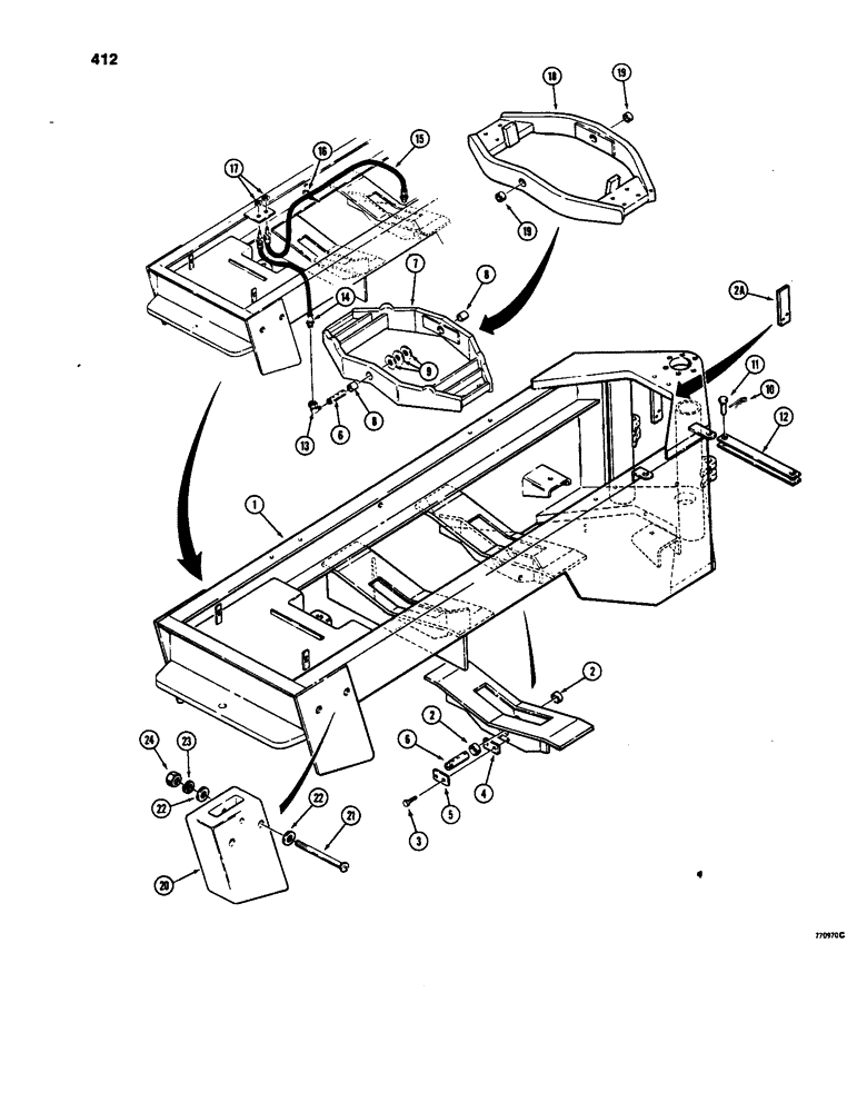 Схема запчастей Case W24C - (412) - REAR FRAME TRUNNION (09) - CHASSIS/ATTACHMENTS