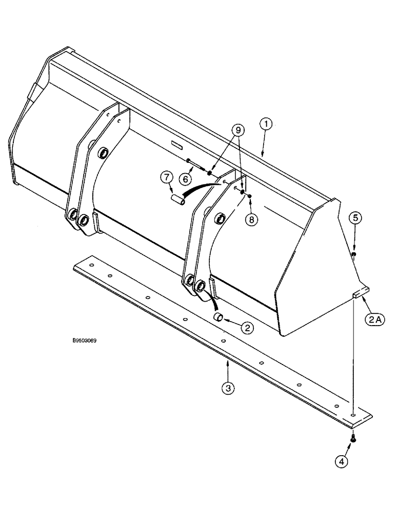 Схема запчастей Case 590SL - (9-28) - LOADER LONG LIP BUCKET (09) - CHASSIS/ATTACHMENTS