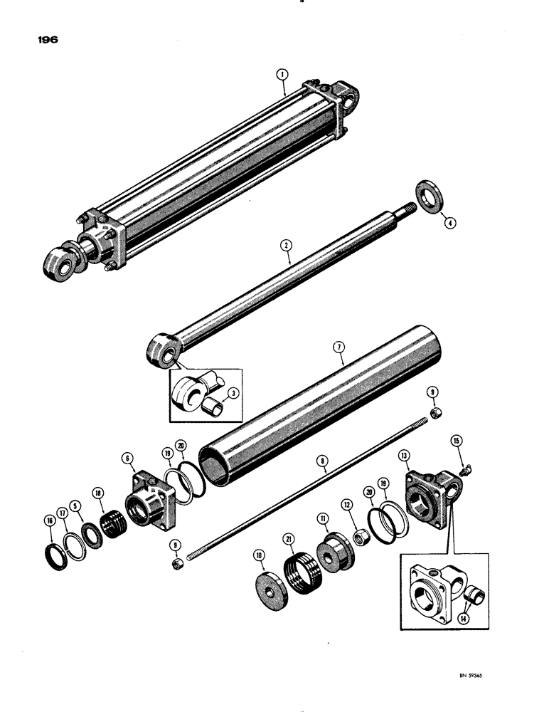 Схема запчастей Case 1150 - (196) - R19345 POWER ANGLING CYLINDER (07) - HYDRAULIC SYSTEM