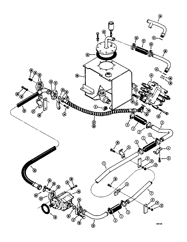 Схема запчастей Case W8B - (202) - LOADER HYDRAULICS, PUMP SUCTION AND PRESSURE LINE HYDRAULICS (07) - HYDRAULIC SYSTEM