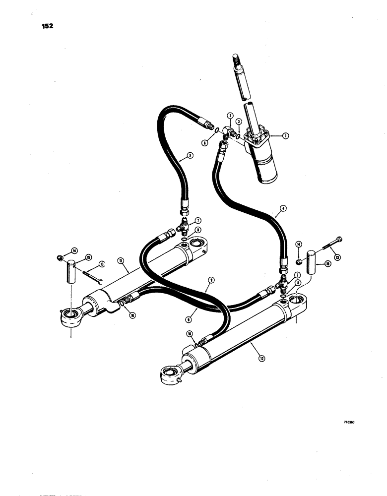 Схема запчастей Case W24B - (152) - STEERING CYLINDER HYDRAULICS (05) - STEERING