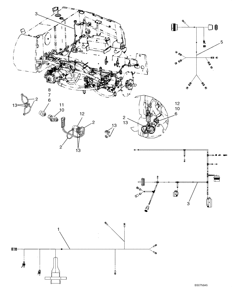 Схема запчастей Case 750L - (04-11) - HARNESS, ENGINE AND REAR WIRE HARNESS (04) - ELECTRICAL SYSTEMS