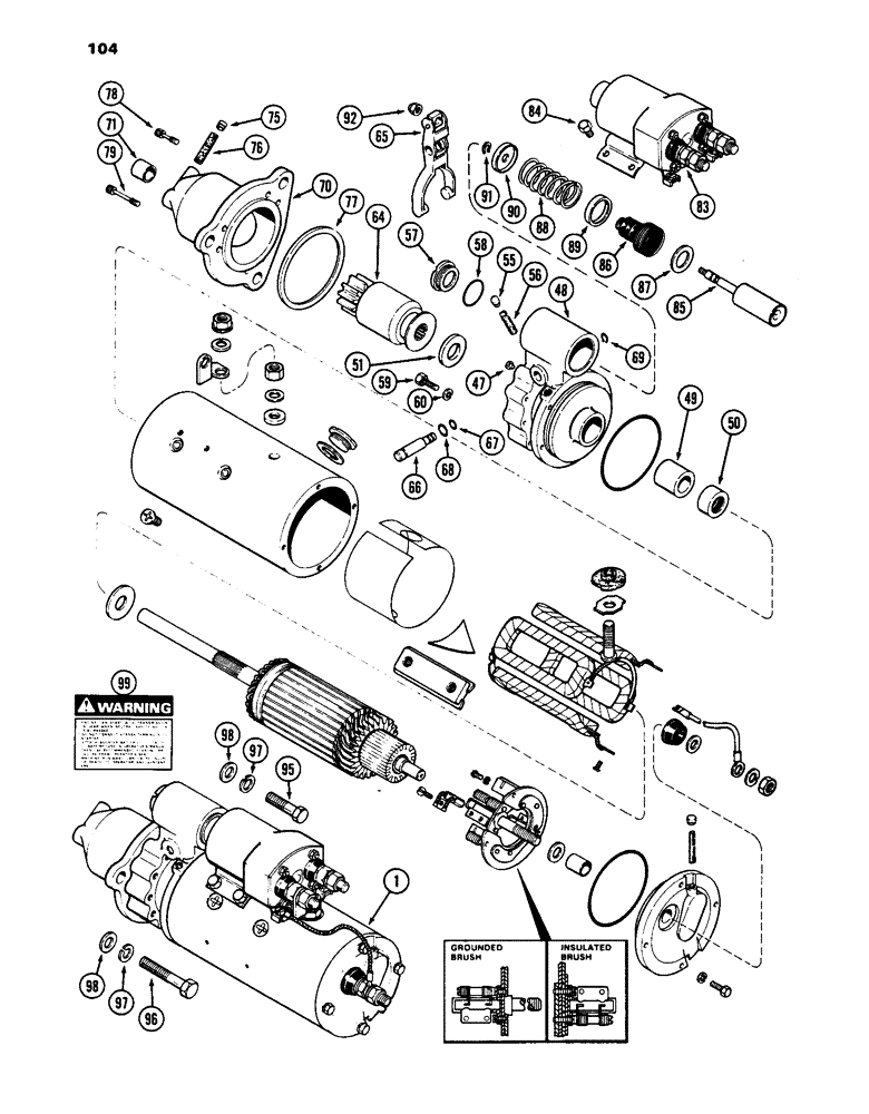 Схема запчастей Case W24C - (104) - R45968 STARTER, 504BD AND 504BDT DIESEL ENGINE (04) - ELECTRICAL SYSTEMS