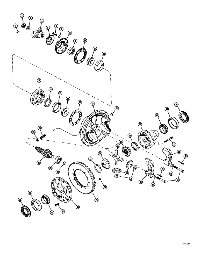 Схема запчастей Case W9C - (188) - L15394 REAR STEERING AXLE, DIFFERENTIAL (06) - POWER TRAIN