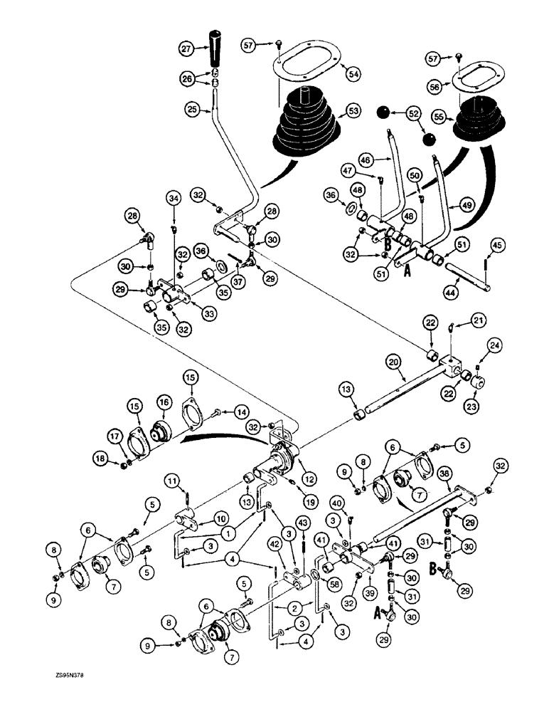 Схема запчастей Case 1155E - (8-090) - EQUIPMENT CONTROL VALVE AND LEVERS, THREE CONTROL LEVERS - 4 SPOOL VALVE, PRIOR PIN JAK0008634 (08) - HYDRAULICS