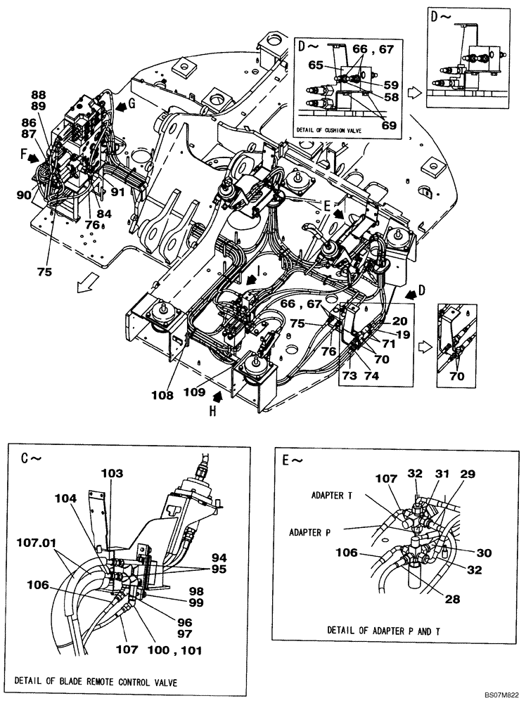 Схема запчастей Case CX75SR - (08-37) - PILOT CONTROL LINES - MODELS WITHOUT LOAD HOLD (08) - HYDRAULICS