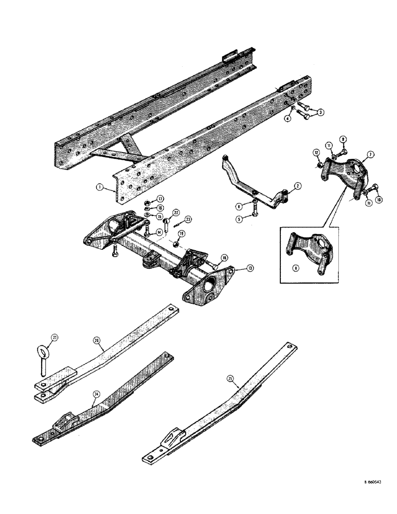 Схема запчастей Case 310G - (046) - ENGINE FRAME, TORQUE TUBE, DRAWBAR AND ENGINE SUPPORTS (01) - ENGINE