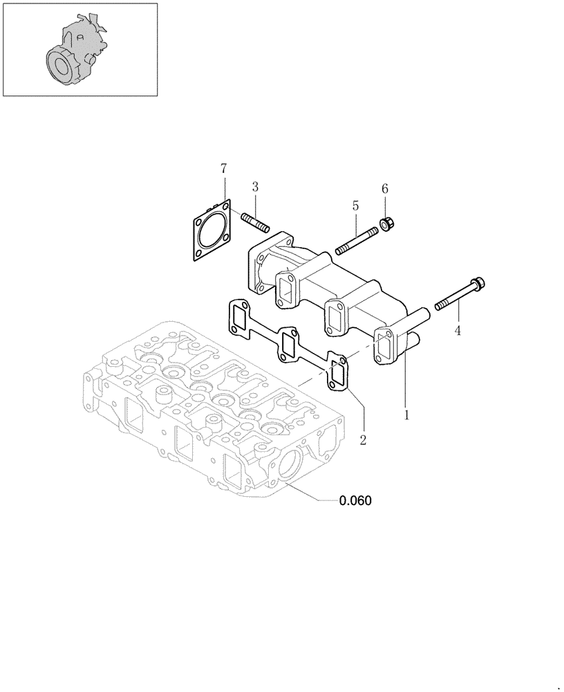 Схема запчастей Case CX31B - (0.077[1]) - EXHAUST MANIFOLD (10) - ENGINE