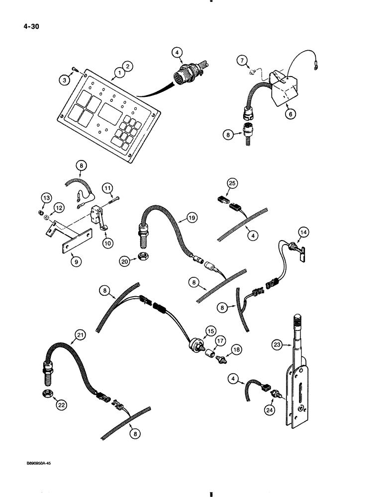 Схема запчастей Case 580K - (4-030) - SPECIAL PARTS USED ON MODELS WITH ELECTRONIC INSTRUMENT CONTROL CENTER (04) - ELECTRICAL SYSTEMS