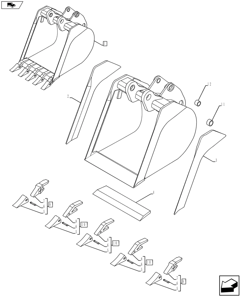 Схема запчастей Case 580SN - (84.100.06) - VAR - 423069 - BUCKET (84) - BOOMS, DIPPERS & BUCKETS