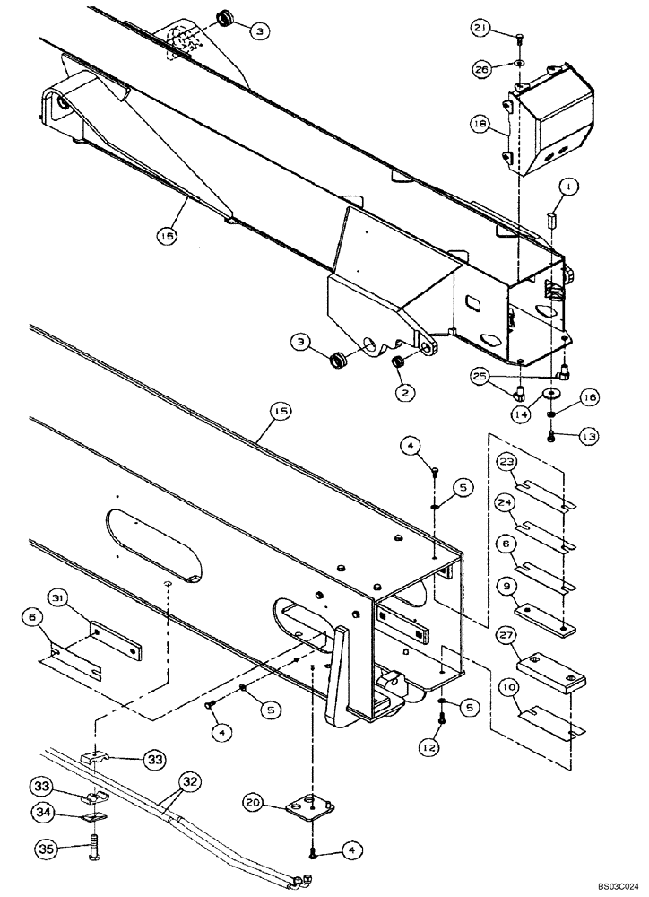 Схема запчастей Case 688G - (9-32B) - OUTER BOOM SECT ASSY (ASN 686GXR JFE0001847; 688G JFE0003612) (09) - CHASSIS/ATTACHMENTS