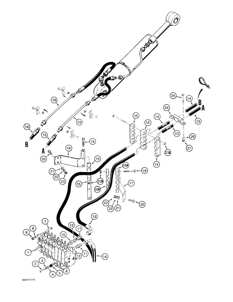 Схема запчастей Case 580SK - (8-034) - BACKHOE DIPPER CYLINDER HYDRAULIC CIRCUIT (08) - HYDRAULICS