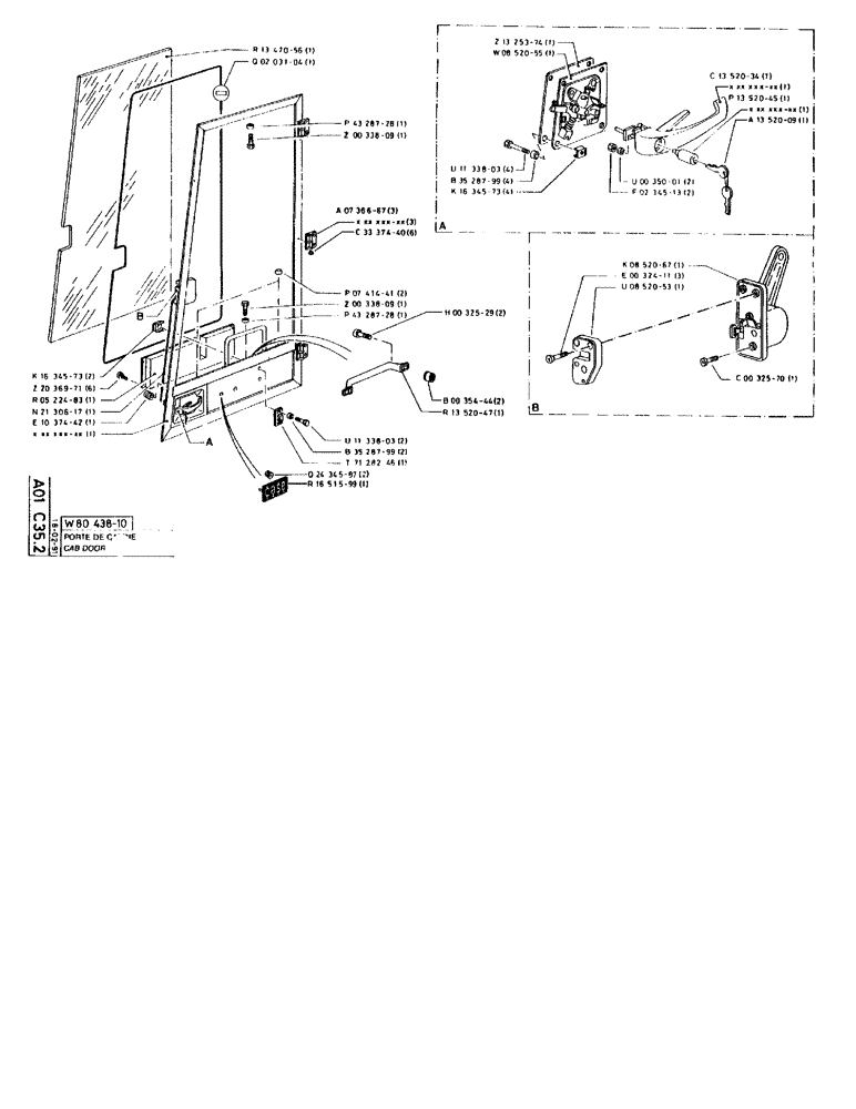 Схема запчастей Case 90BCL - (021) - CAB DOOR (05) - UPPERSTRUCTURE CHASSIS