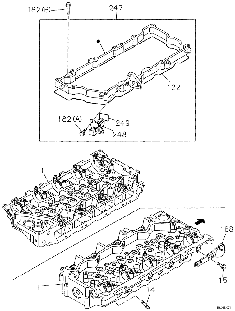 Схема запчастей Case CX240BLR - (02-10) - CYLINDER HEAD (02) - ENGINE