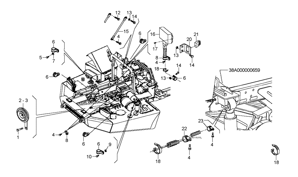 Схема запчастей Case 330B - (67A01011463[001]) - ELECTRONICS, FRONT FRAME - HORN (87584152) (13) - Electrical System / Decals